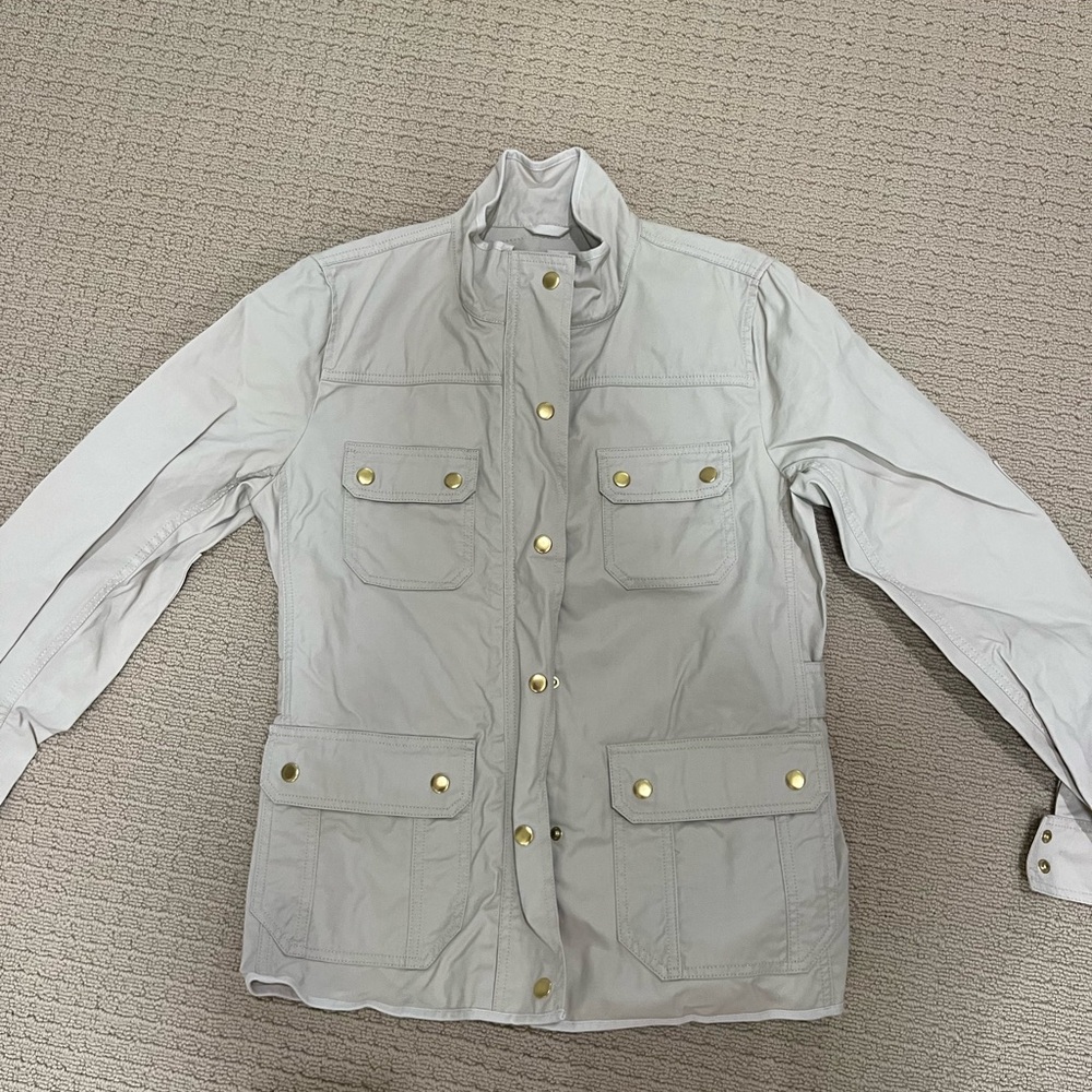 J CREW: SIZE M Light Gray Jacket with Gold Buttons